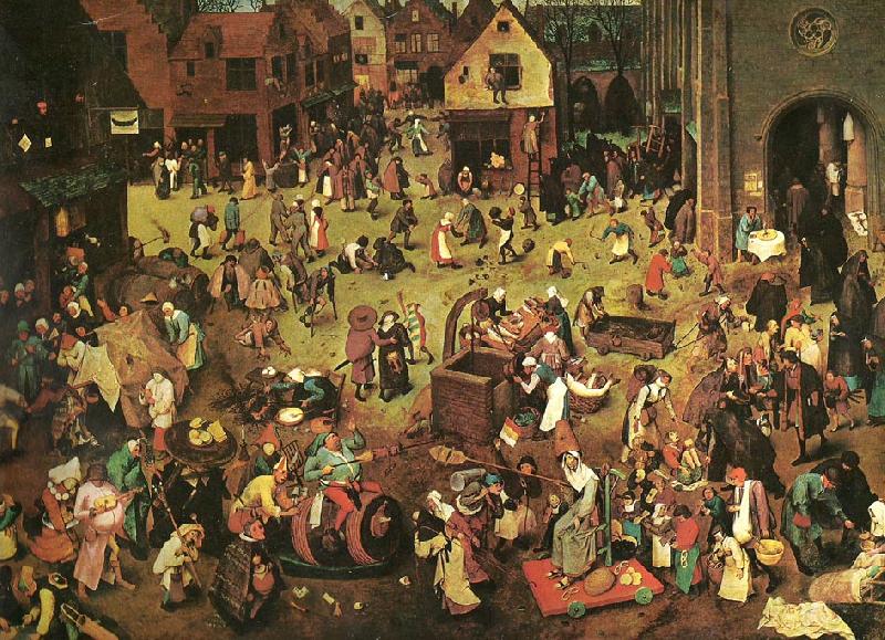 Pieter Bruegel fastlagens strid med fastan oil painting picture